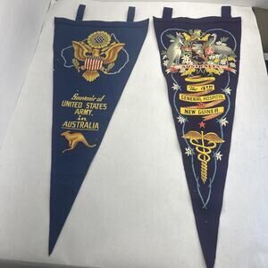 2 WWII Australia Souvenir Pennant US Army Australian 1942 1943 Military GI WW2